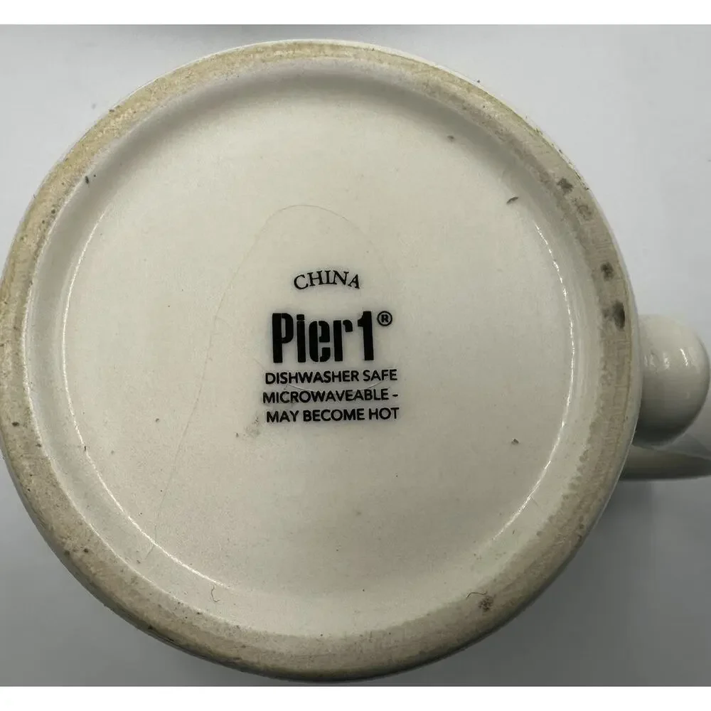 Pier 1 Pelican Bird Stoneware Coffee Mug Blue Interior Watercolor China
